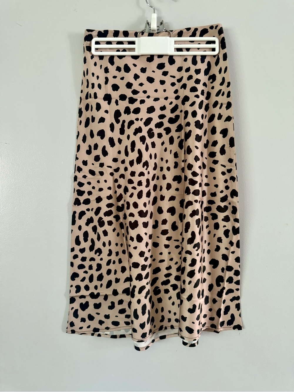 Silk Leopard Print Midi Skirt Satin Animal Spotted Slip Skirt Small